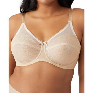 Wacoal Beige Nude Retro Chic Underwire Bra Full Coverage Lace 855186 Size 38D